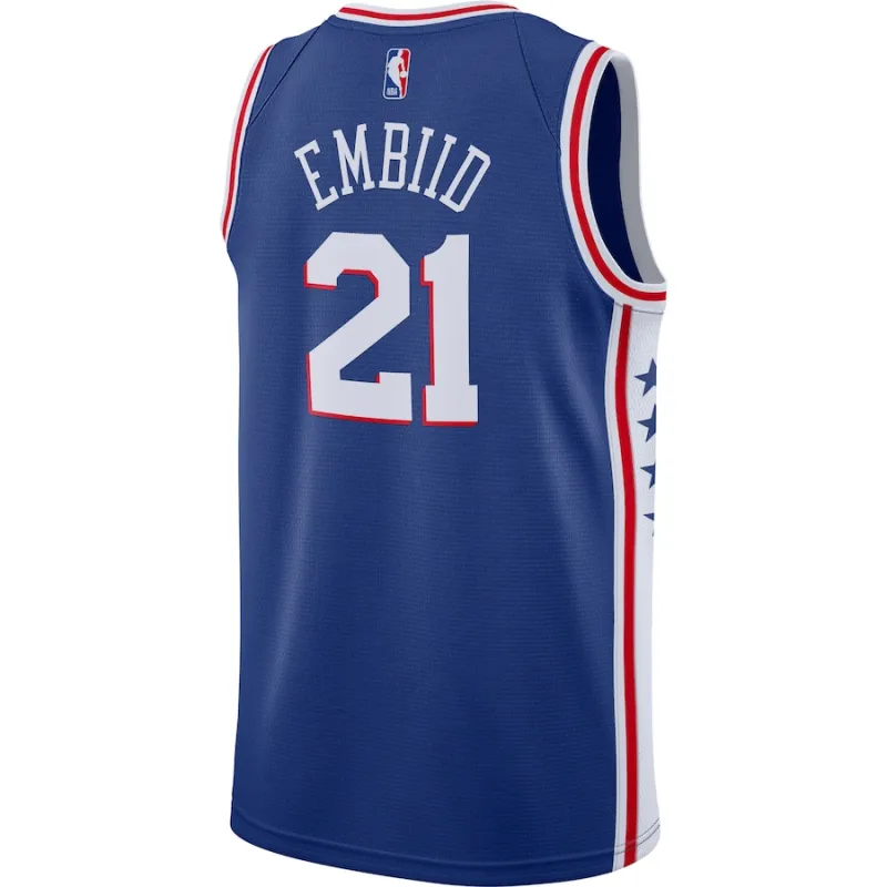 Joel Embiid Philadelphia 76ers Maglia Swingman 2019/2020 - Edizione Icone - Blu Reale