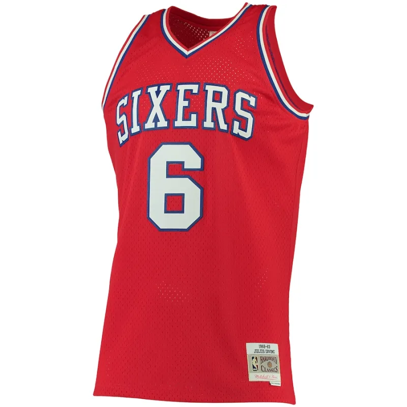 Julius Erving Philadelphia 76ers Mitchell & Ness Frauen 1982/83 Klassisches Hardwood Classics-Jersey - Rot