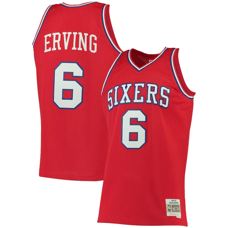 Julius Erving Philadelphia 76ers Mitchell & Ness Frauen 1982/83 Klassisches Hardwood Classics-Jersey - Rot