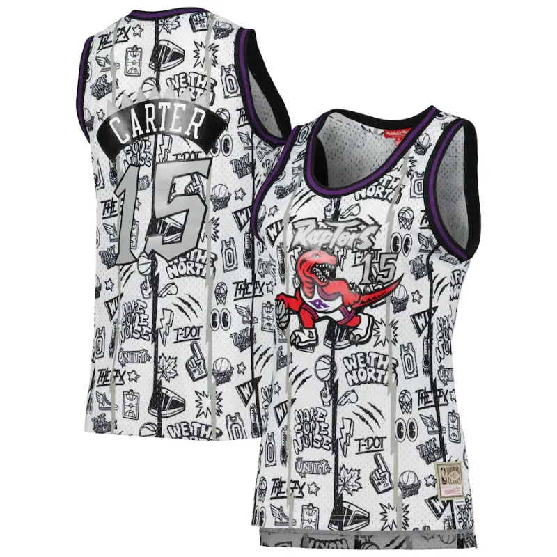 Women's Vince Carter Toronto Raptors Mitchell & Ness 1998 Doodle Swingman Jersey