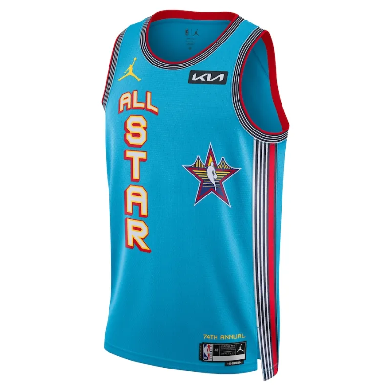 Jersey de la edición para fans del Juego de los Estrellas NBA 2025 unisex de la marca Jordan, Azul Claro
