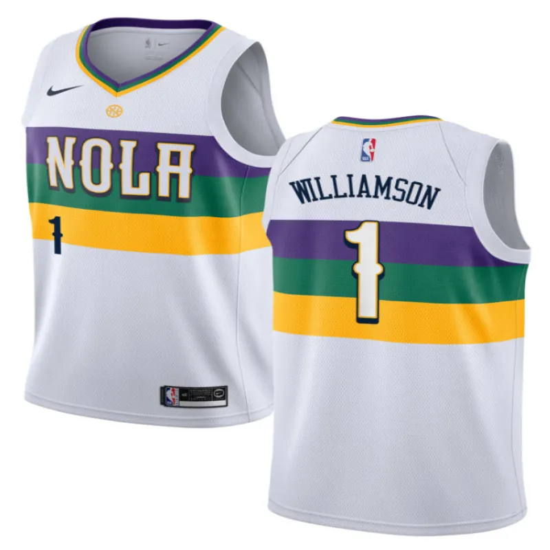 Zion Williamson. New Orleans Pelicans. Edición de la ciudad 2018/19. Blanco