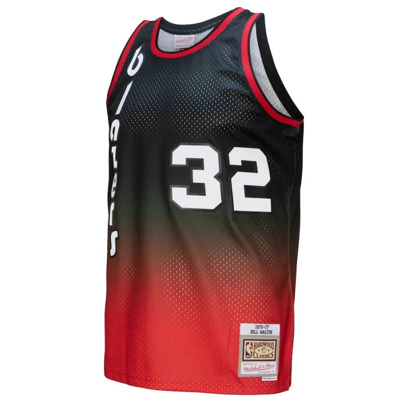 Bill Walton, Portland Trail Blazers, Classique 1976/77, Rouge/Noir