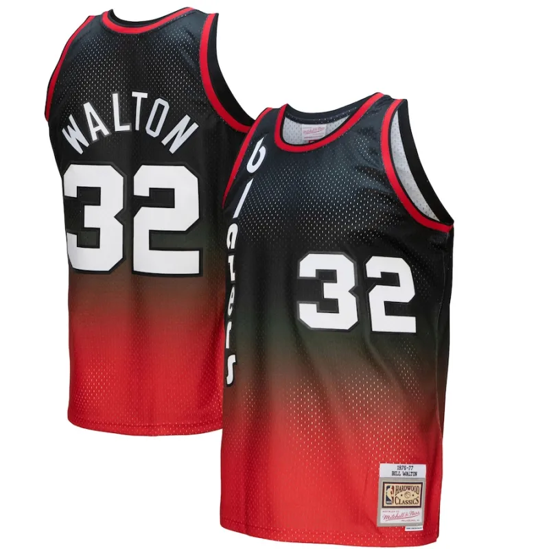 Bill Walton, Portland Trail Blazers, Classique 1976/77, Rouge/Noir