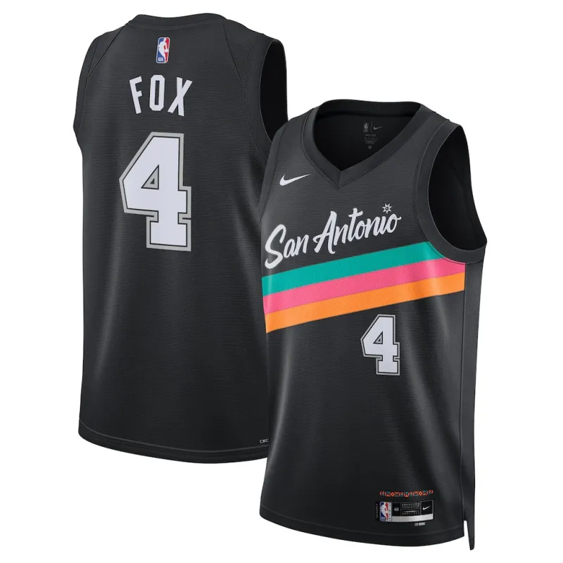 San Antonio Spurs De'Aaron Fox 2025/26 Unisex Trikot - Stadtedition - Schwarz