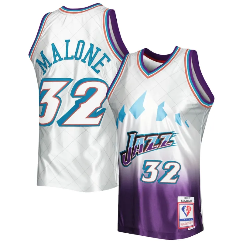 Karl Malone Utah Jazz 1996/97 Edición Clásica del 75º Aniversario, Blanco