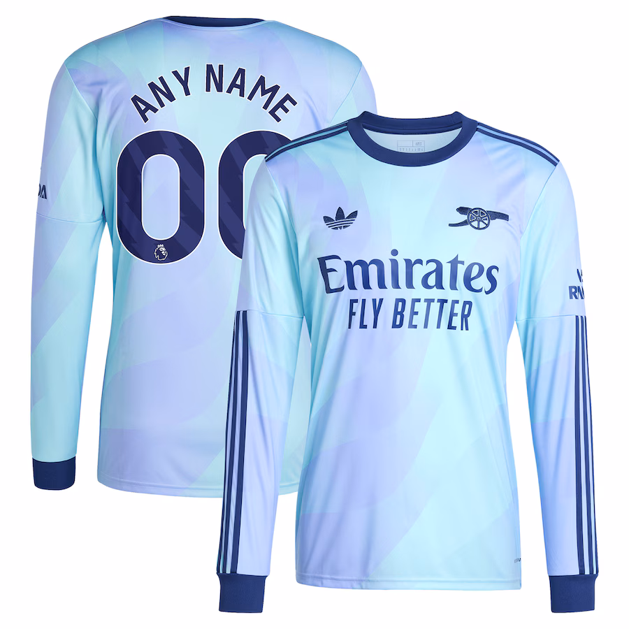 Maillot de remplacement long manches n°3 d'Arsenal 2024/25 - Version supporter (Aqua)