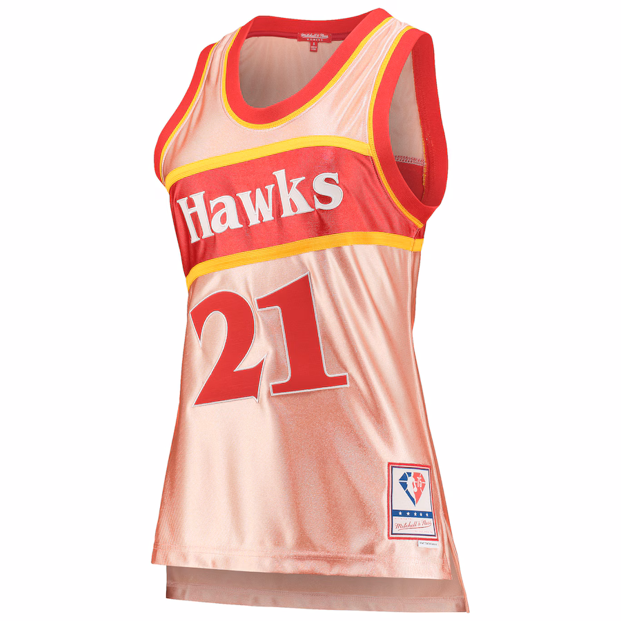 Canotta Basket Dominique Wilkins Hawks Mitchell & Ness 75° Anniversario Donna