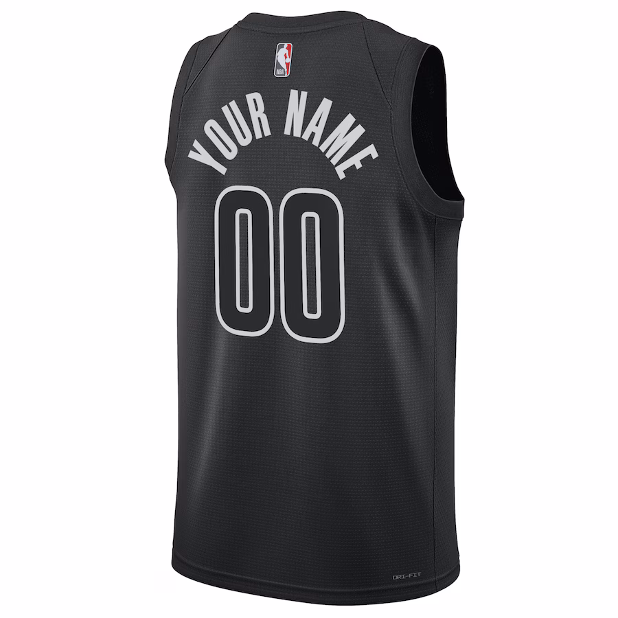Brooklyn Nets, Unisex, 2022/23 Season Swingman Custom Jersey - Statement Edition - Black