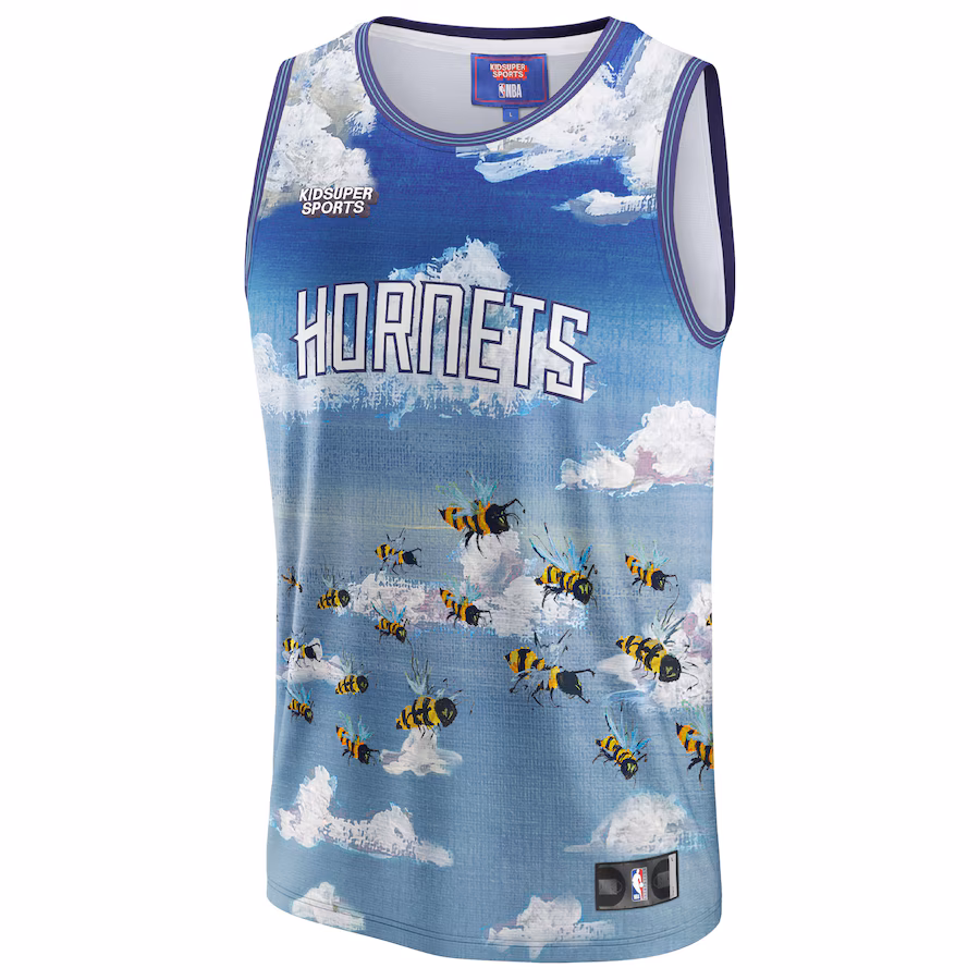 Charlotte Hornets NBA und KidSuper Studios Unisex Heimat-Trikot - Blau