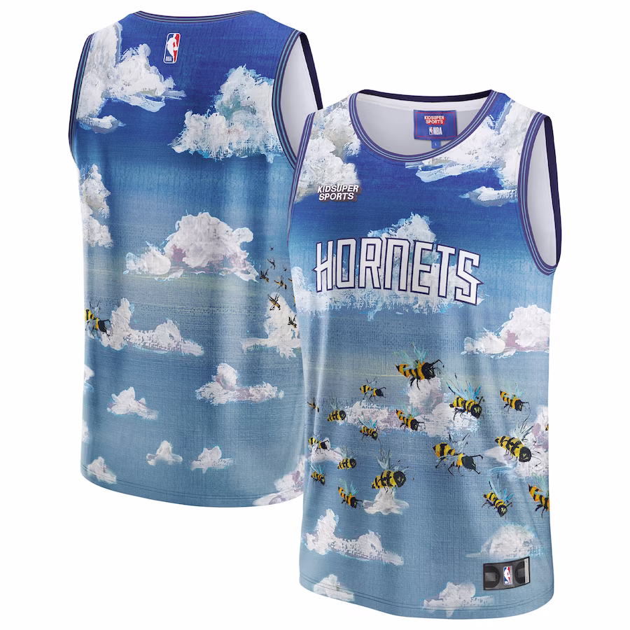 Charlotte Hornets NBA and KidSuper Studios Unisex Hometown Jersey - Blue