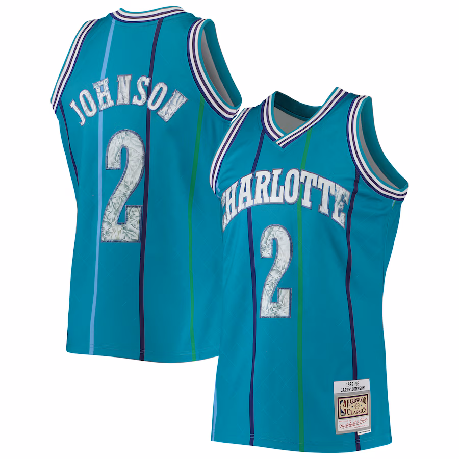 Larry Johnson Charlotte Hornets Mitchell & Ness 1996/97 NBA 75th Anniversary Diamond Jersey