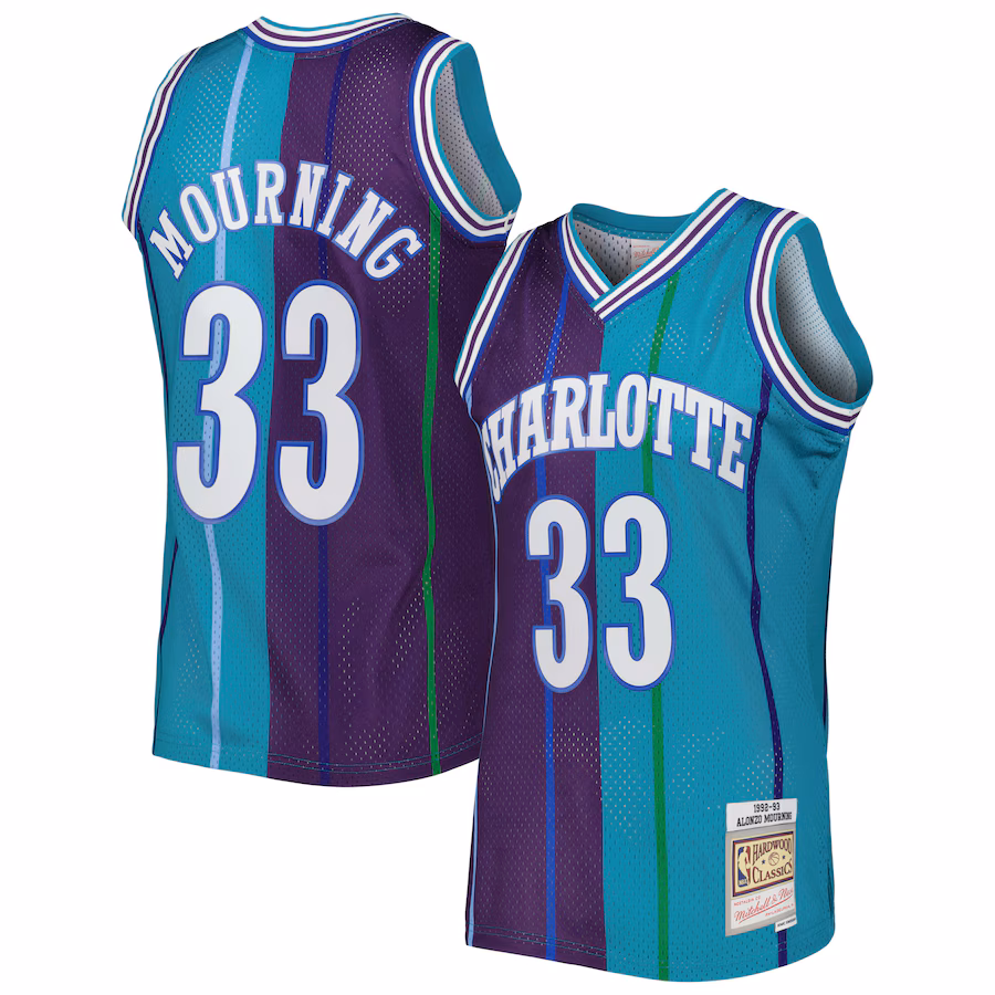 Alonzo Mourning Charlotte Hornets Mitchell & Ness 1992/93 Hardwood Classics Swingman Jersey