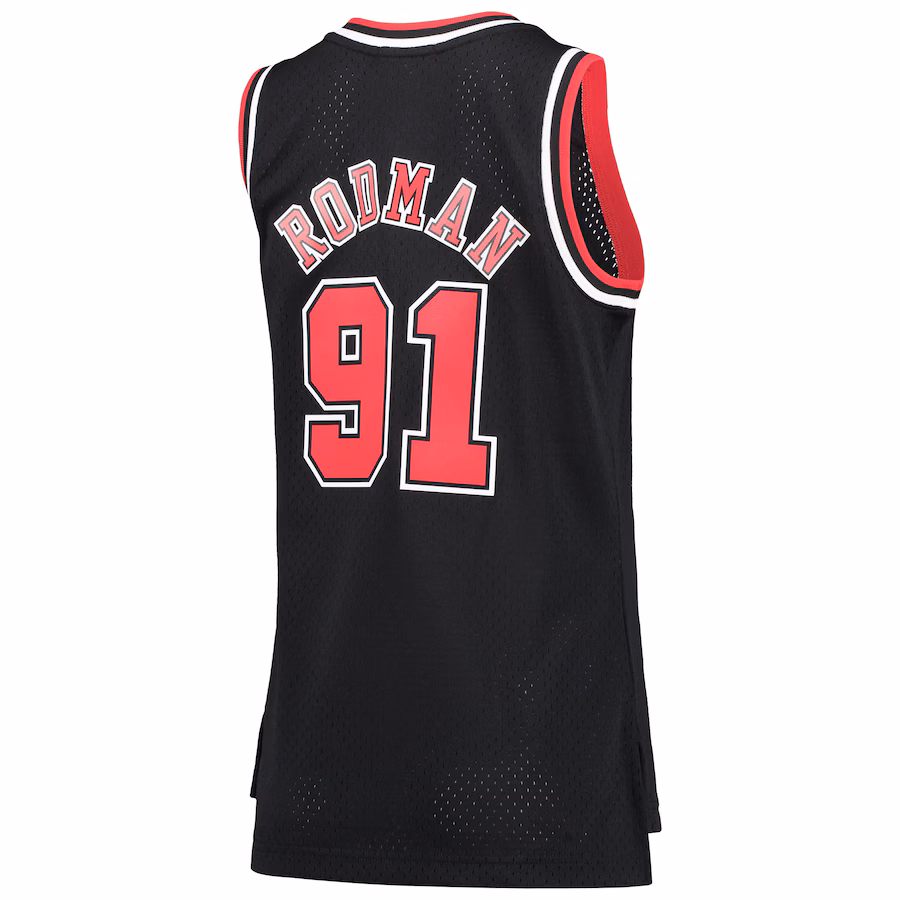 Dennis Rodman Camiseta Swingman Classic Hardwood para mujeres de los Chicago Bulls Mitchell & Ness - Negro