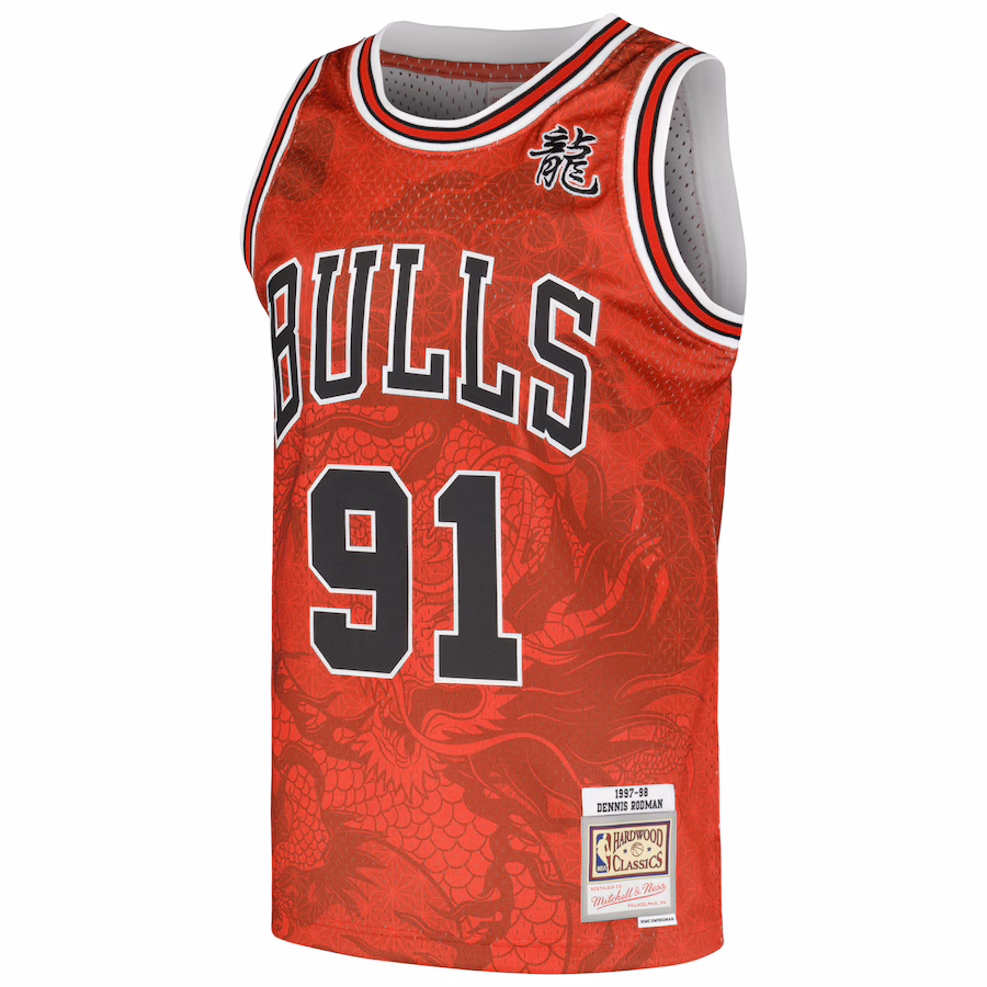 Maglia Dennis Rodman Chicago Bulls Mitchell & Ness 1997/98 Hardwood Classics Asian Heritage 6.0 Swingman Retrò