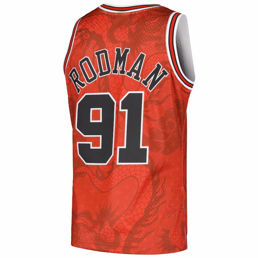 Maglia Dennis Rodman Chicago Bulls Mitchell & Ness 1997/98 Hardwood Classics Asian Heritage 6.0 Swingman Retrò