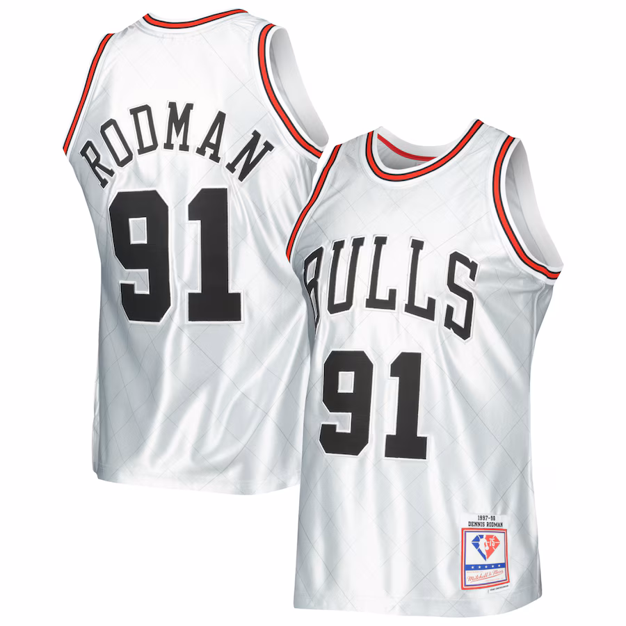 Dennis Rodman Chicago Bulls Mitchell & Ness 1997/98 Classic 75th Anniversary Swingman Jersey - Platinum