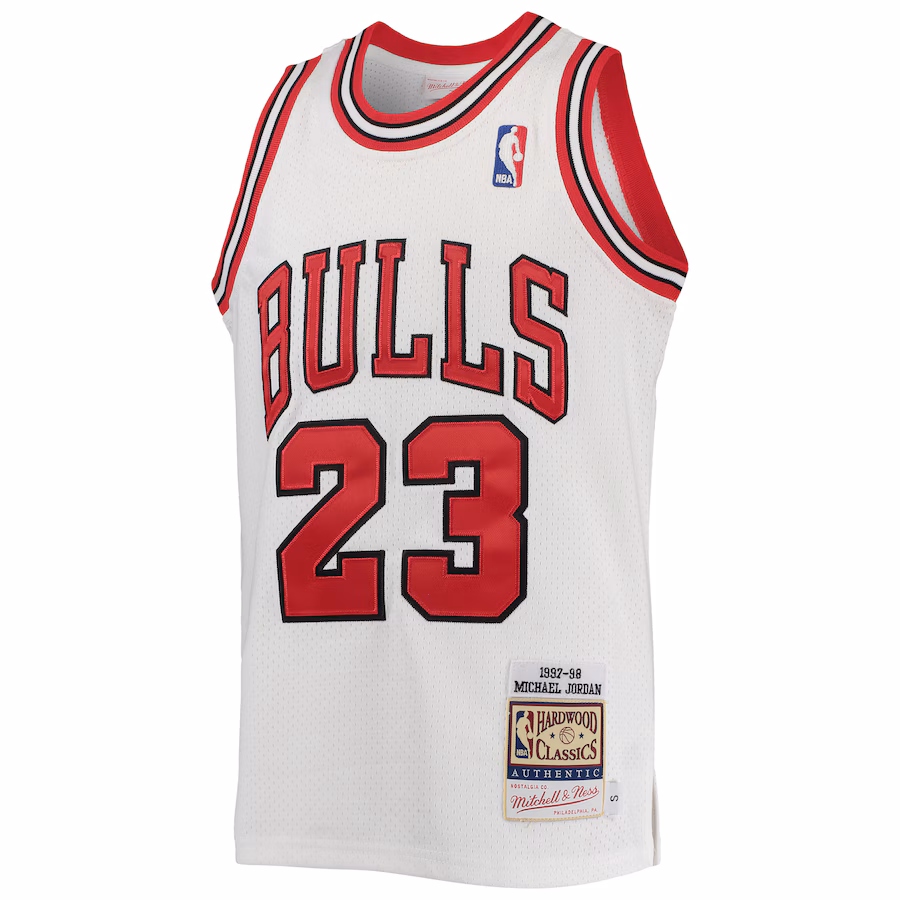 Michael Jordan Maglia Hardwood Classics 1997/98 per giovani dei Chicago Bulls Mitchell & Ness - Bianco