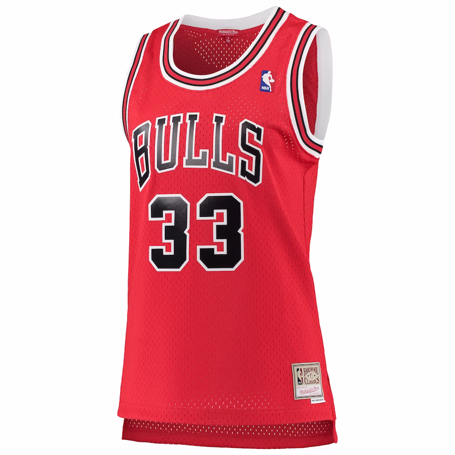 Scottie Pippen Camiseta Swingman de los Hardwood Classics 1997/98 para mujeres de los Chicago Bulls Mitchell & Ness - Rojo