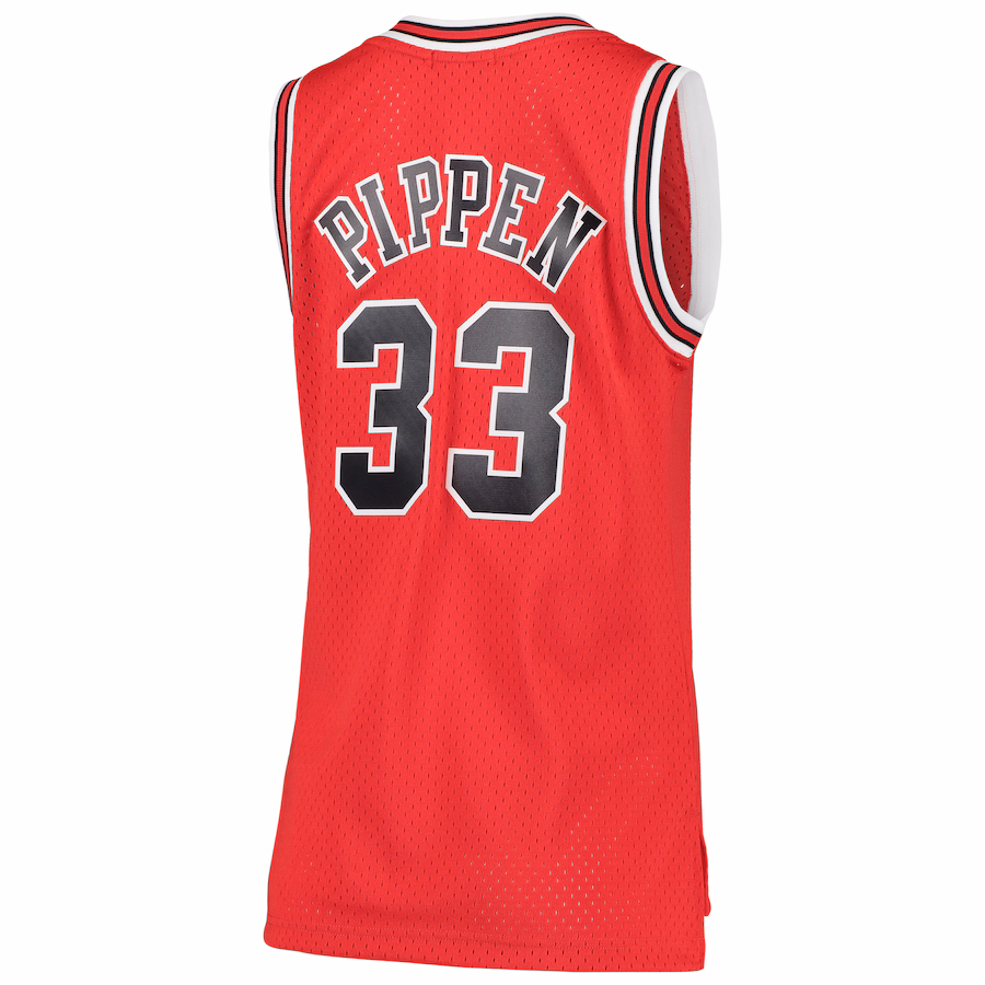 Scottie Pippen Camiseta Swingman de los Hardwood Classics 1997/98 para mujeres de los Chicago Bulls Mitchell & Ness - Rojo