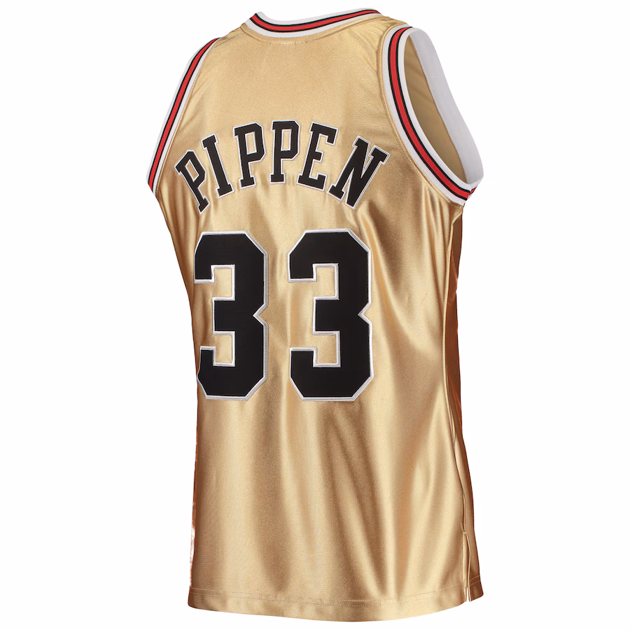 Scottie Pippen Camiseta Hardwood Clásica 1997/98 del 75º aniversario de los Chicago Bulls Mitchell & Ness - Oro