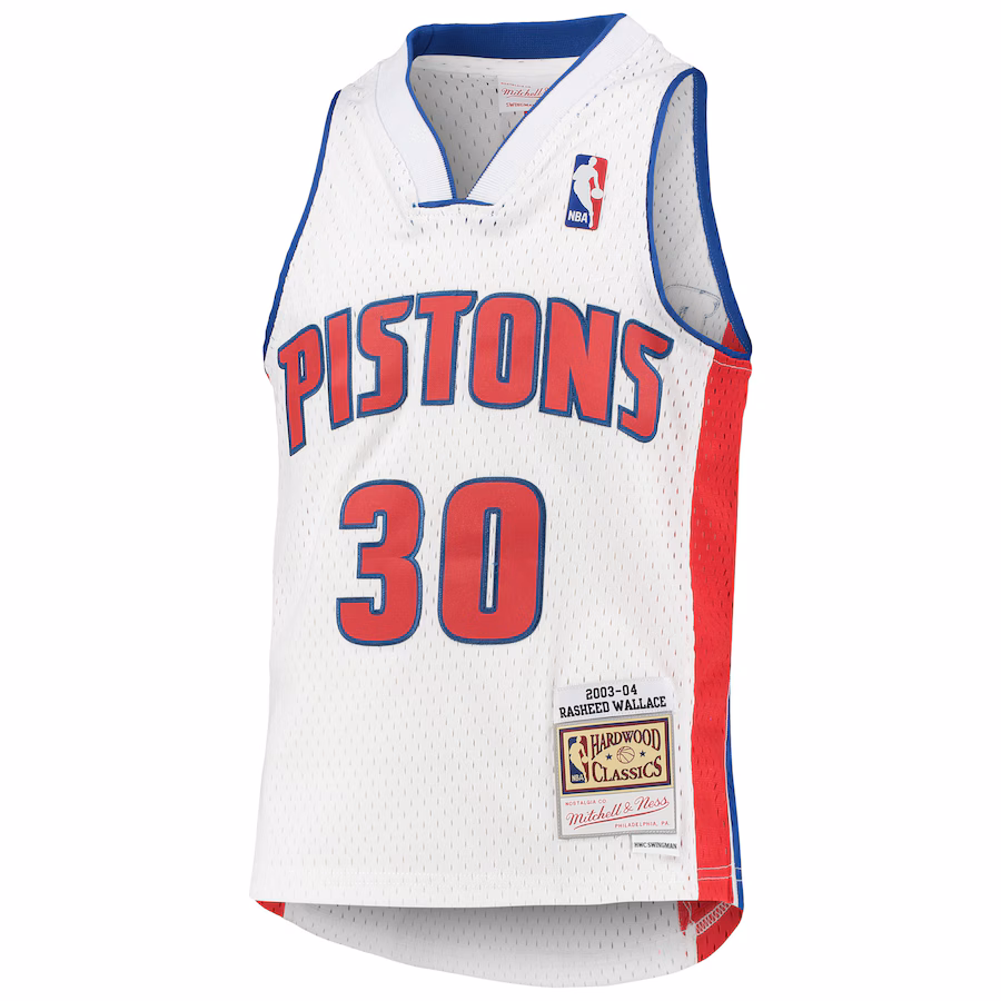 Camiseta Rasheed Wallace Detroit Pistons Mitchell & Ness juvenil 2003/04 Hardwood Classics Swingman