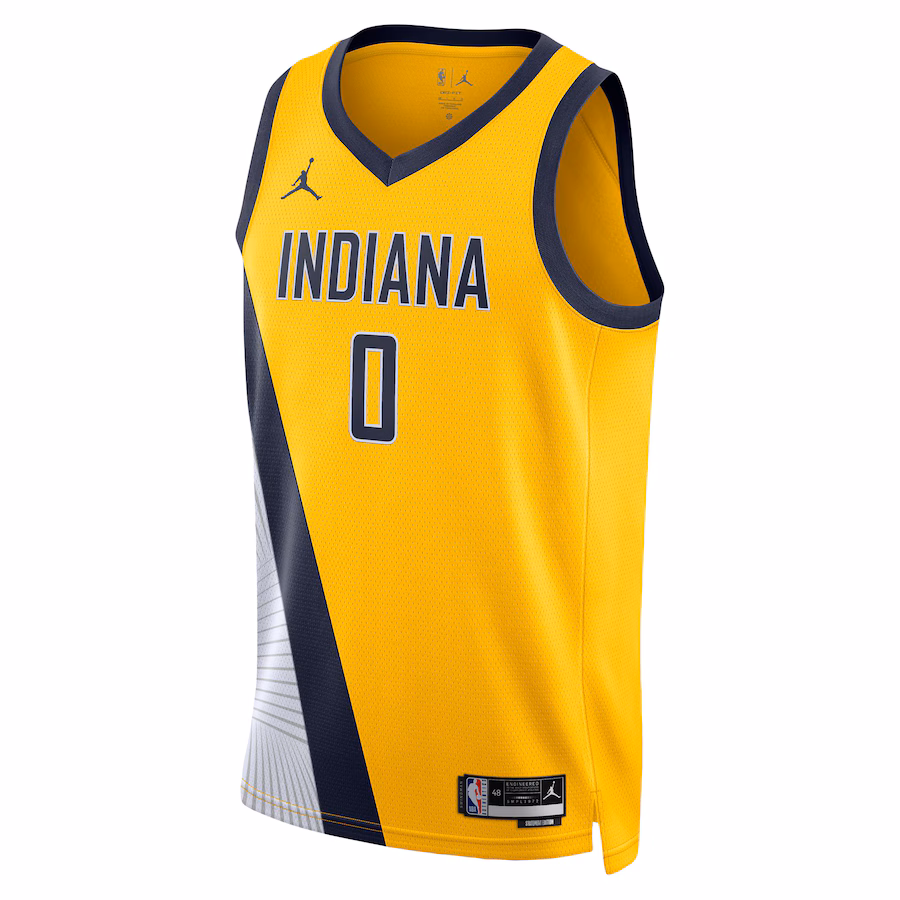 Tyrese Haliburton, Maglia Swingman unisex di Jordan Brand degli Indiana Pacers - Edizione Dichiarazione - Oro