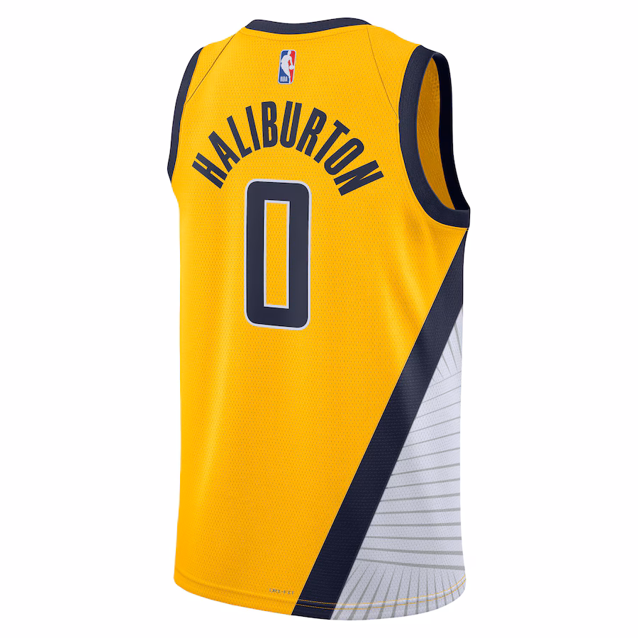 Tyrese Haliburton, Maglia Swingman unisex di Jordan Brand degli Indiana Pacers - Edizione Dichiarazione - Oro