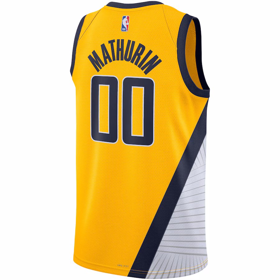 Bennedict Mathurin, Maillot Swingman pour hommes et femmes de la marque Jordan des Indiana Pacers - Édition Déclaration - Or