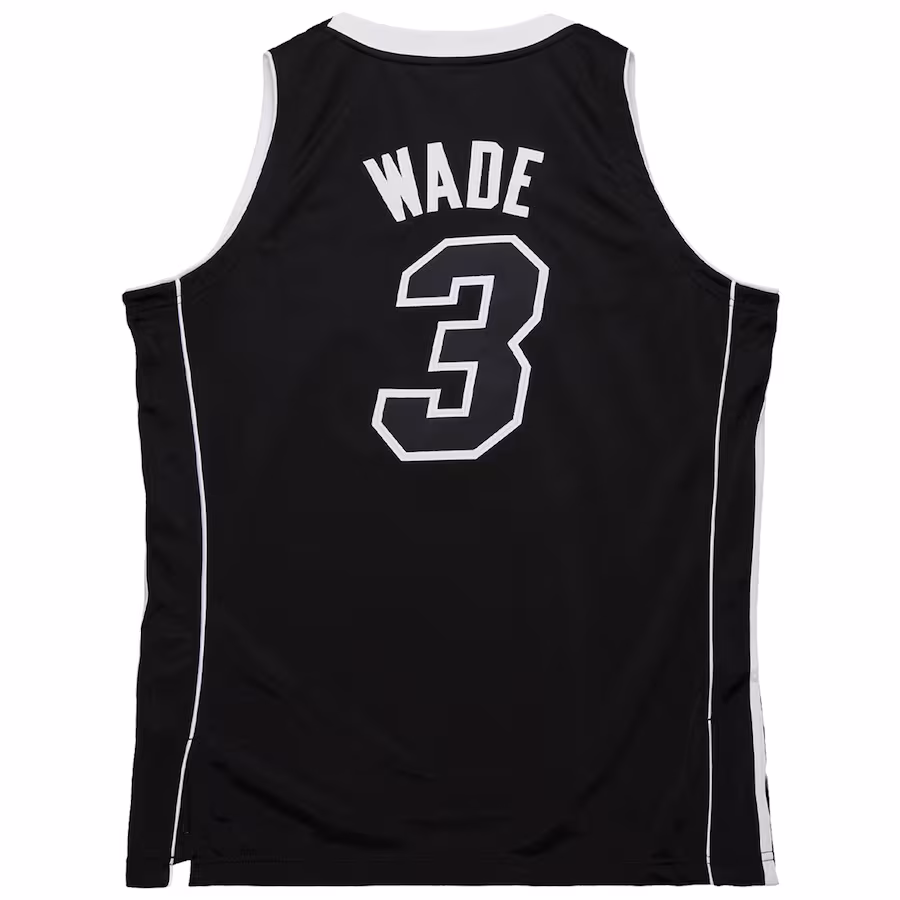 Dwyane Wade, Camiseta Auténtica de los Hardwood Classics 2011/12 de los Miami Heat de Mitchell & Ness - Negro