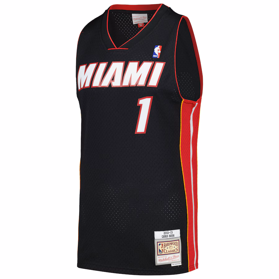 Chris Bosh, Maillot Swingman des Hardwood Classics 2012/13 des Miami Heat de Mitchell & Ness - Noir