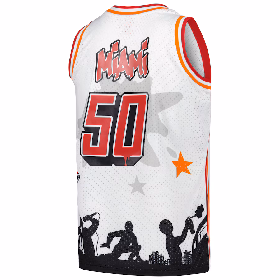 Miami Heat Mitchell & Ness x Tats Cru Hardwood Classics Mode-Trikot - Weiß