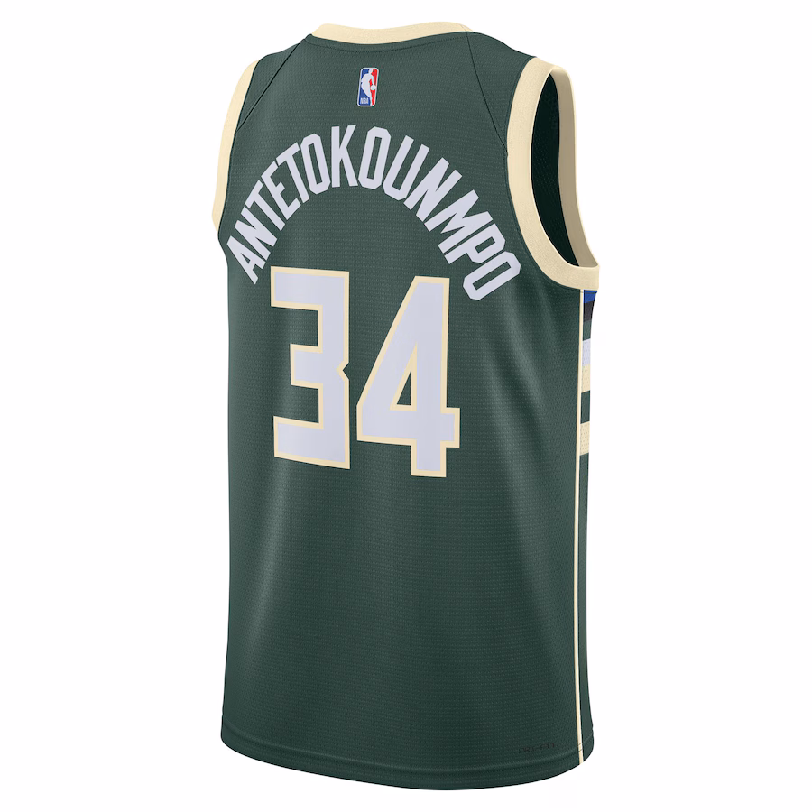 Giannis Antetokounmpo, Milwaukee Bucks Unisex Swingman Jersey - Icon Edition - Hunter Green