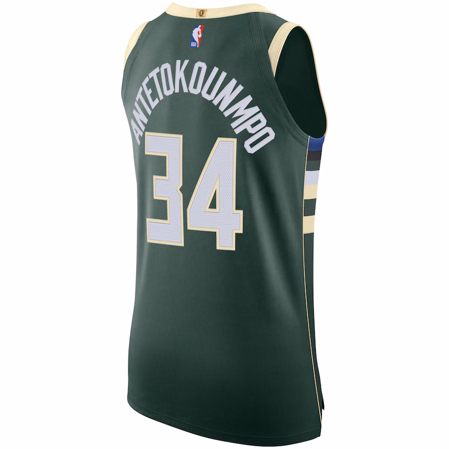Giannis Antetokounmpo, Milwaukee Bucks Authentic Jersey - Icon Edition - Hunter Green