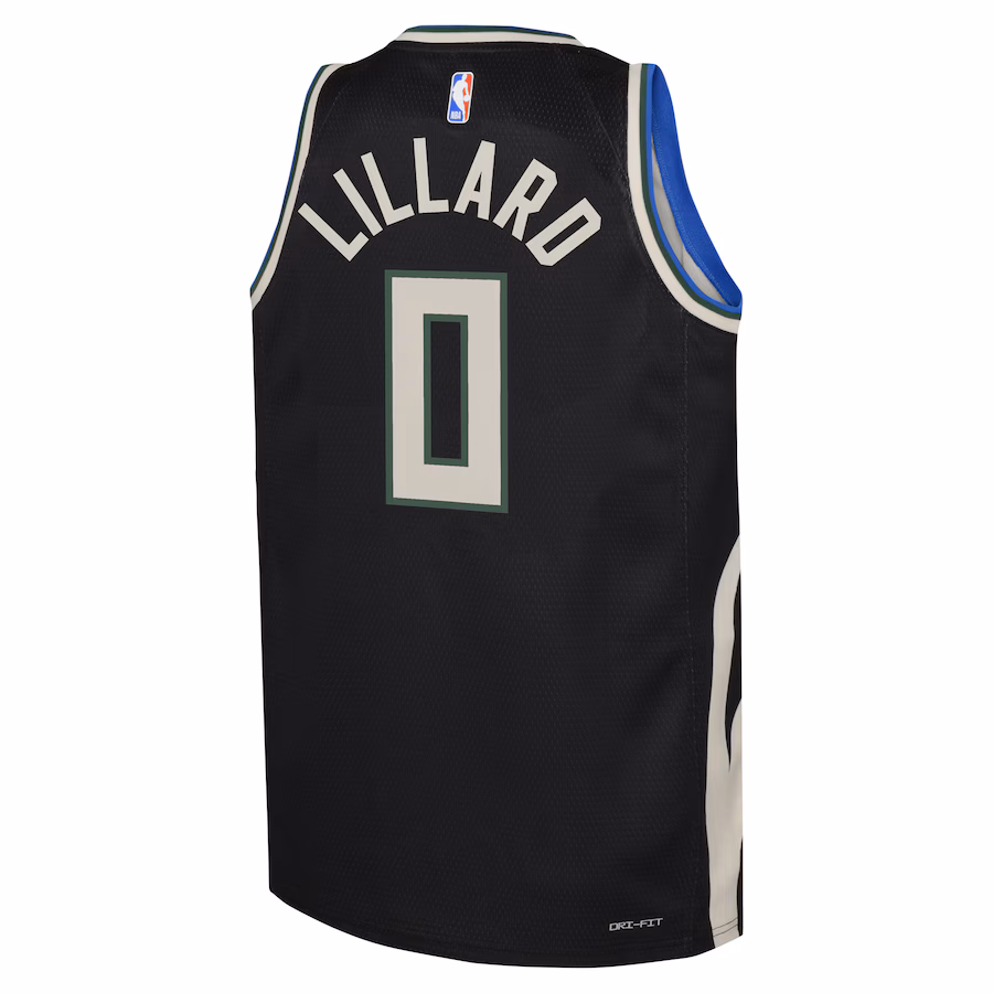 Damian Lillard, Milwaukee Bucks Jordan Brand Youth Swingman Jersey - Statement Edition - Black