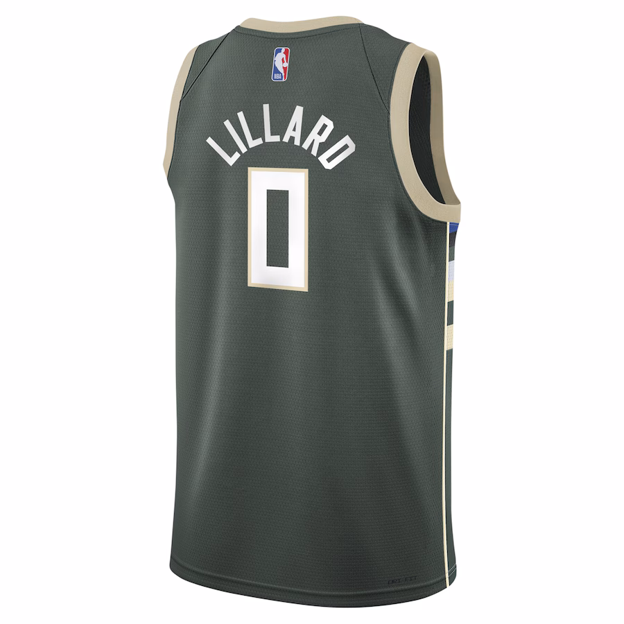 Damian Lillard, Camiseta Swingman para jóvenes de los Milwaukee Bucks - Edición Ícono - Verde cazador