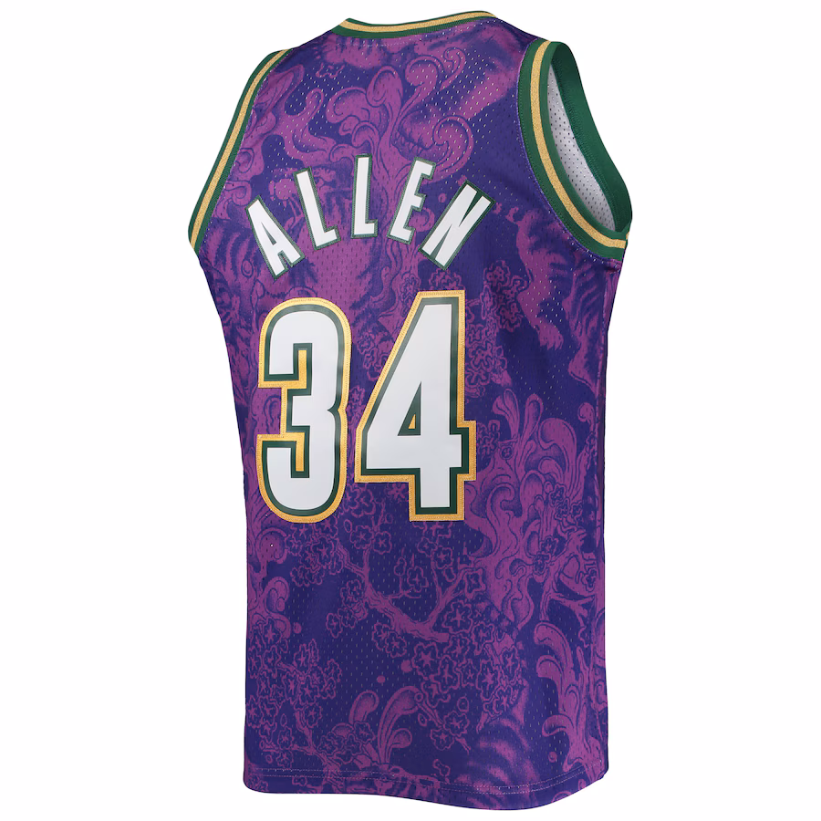 Ray Allen, Milwaukee Bucks Mitchell & Ness Hardwood Classics 2000/01 Lunar New Year Fan Edition Jersey - Purple