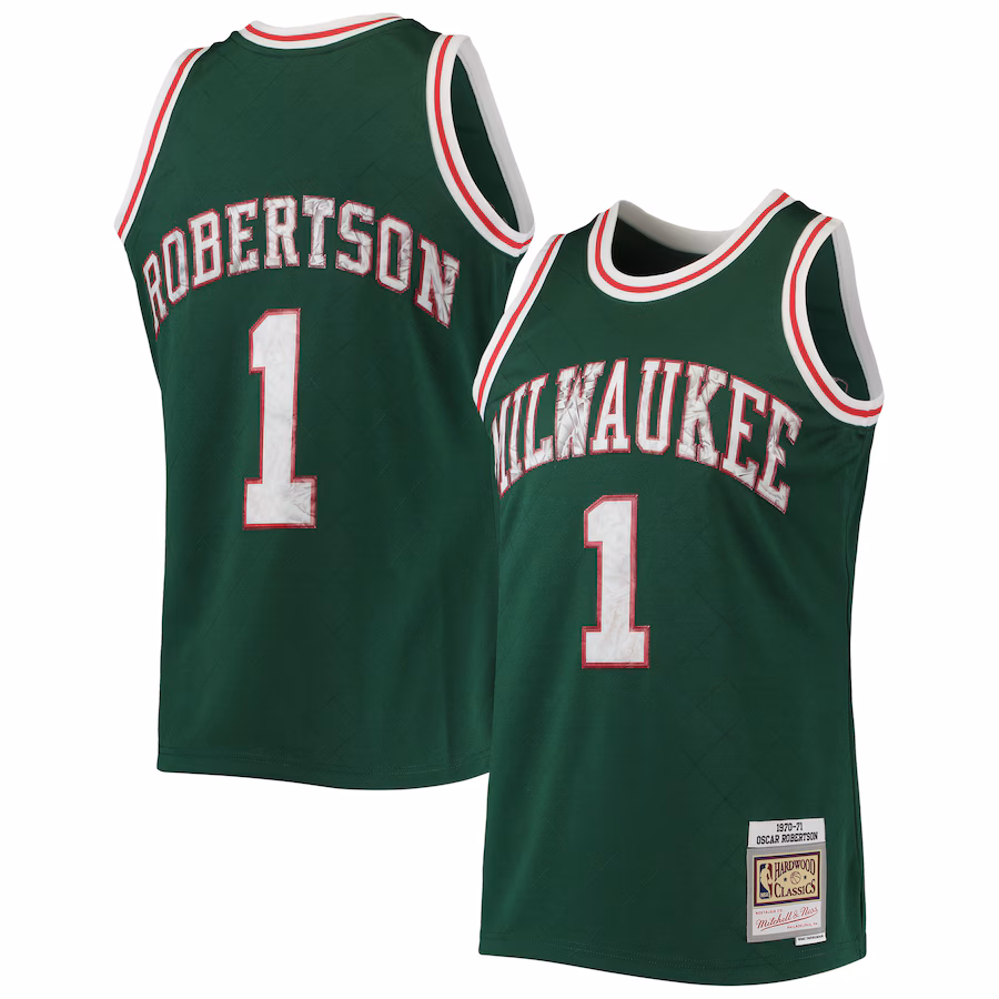 Oscar Robertson Milwaukee Bucks Mitchell & Ness 1996/97 Hardwood Classics NBA 75th Anniversary Diamond Jersey