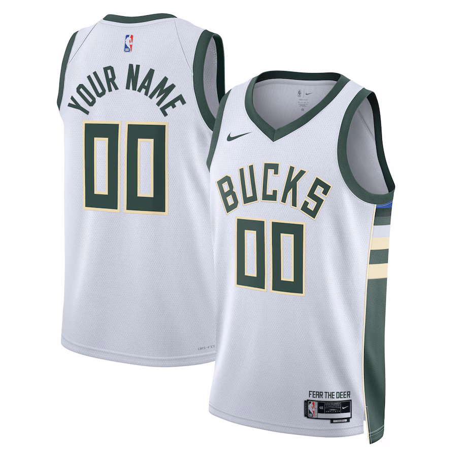 Milwaukee Bucks Unisex Swingman Custom Jersey - Association Edition - White
