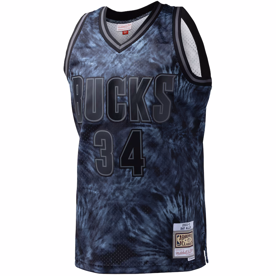 Ray Allen, Camiseta Swingman Tie-Dye (Tinteado al hilo) de los Hardwood Classics 1996/97 de Mitchell & Ness de los Milwaukee Bucks - Negro