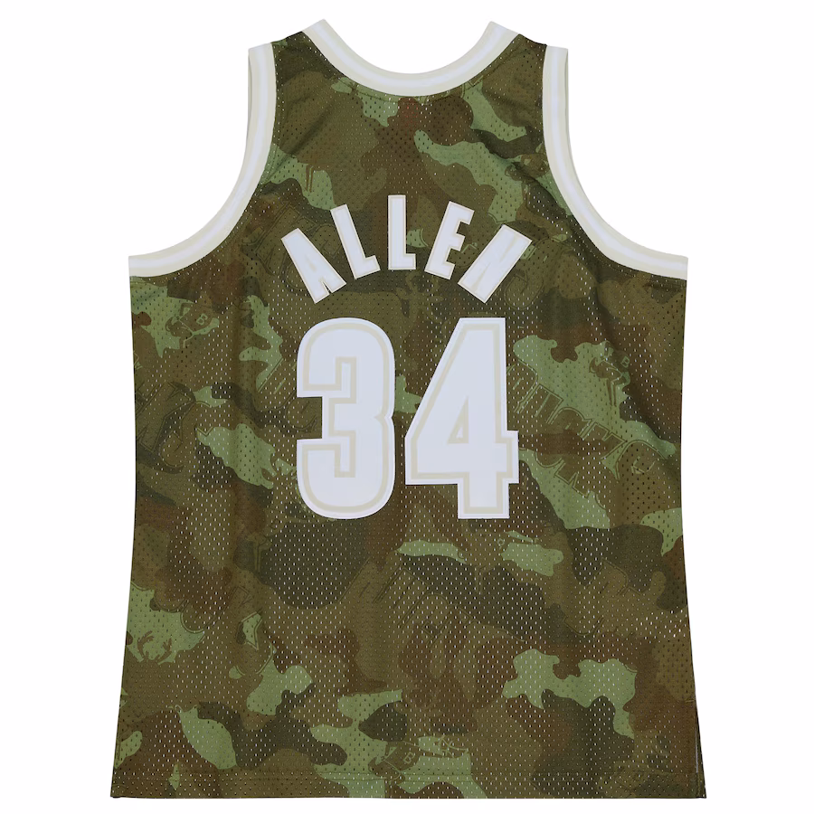 Ray Allen, Milwaukee Bucks Mitchell & Ness Hardwood Classics 2000/01 Ghost Green Swingman Jersey - Camouflage