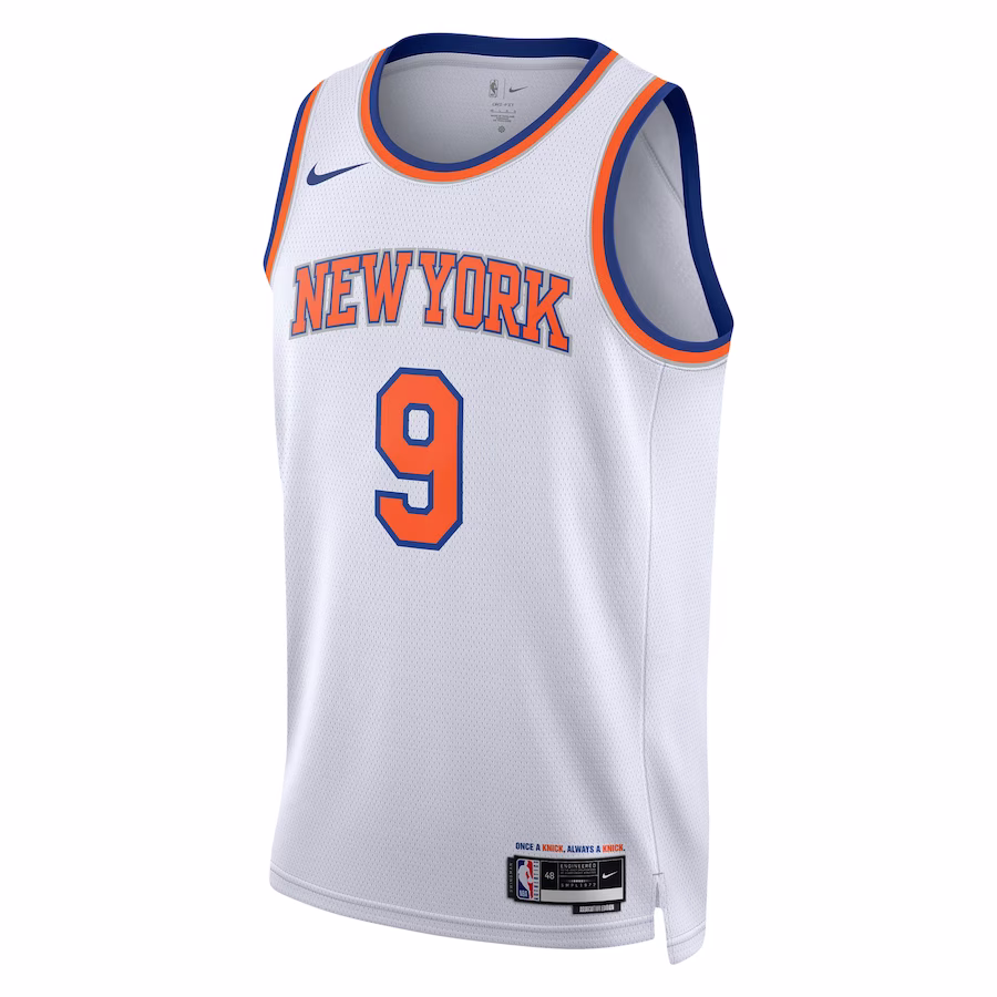RJ Barrett, camiseta Swingman neutra Nike de los New York Knicks - Edición Asociación, Blanco