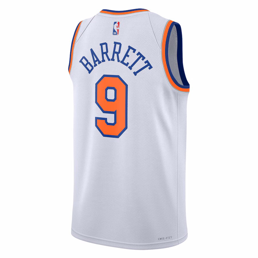 RJ Barrett, camiseta Swingman neutra Nike de los New York Knicks - Edición Asociación, Blanco