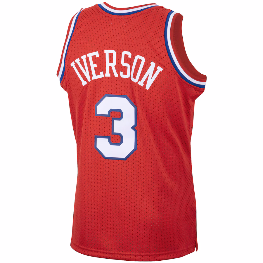 Allen Iverson Philadelphia 76ers Mitchell & Ness Maglia Swingman dell'Edizione Classica 2001/02 - Rosso