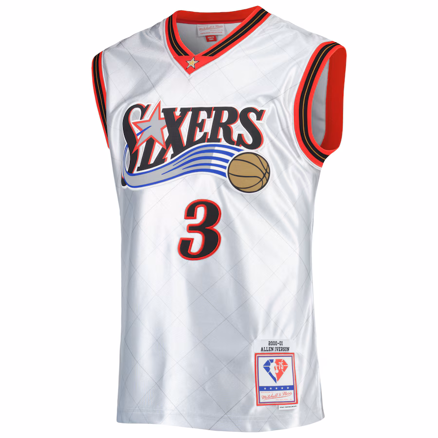 Camiseta 75º aniversario Hardwood Classics Mitchell & Ness Philadelphia 76ers Allen Iverson 2000/01