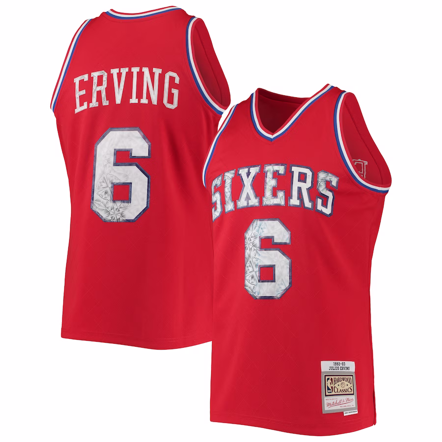 Julius Erving Philadelphia 76ers Mitchell & Ness 1982/83 Classic NBA 75th Anniversary Diamond Fan Edition Jersey - Red