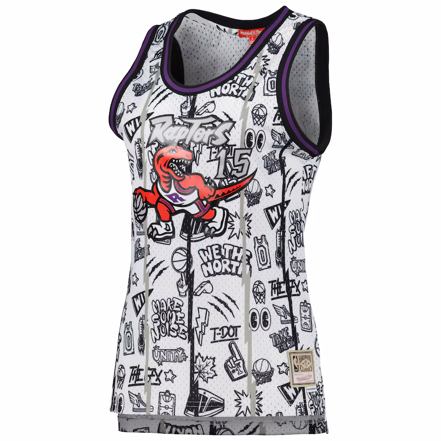 Women's Vince Carter Toronto Raptors Mitchell & Ness 1998 Doodle Swingman Jersey