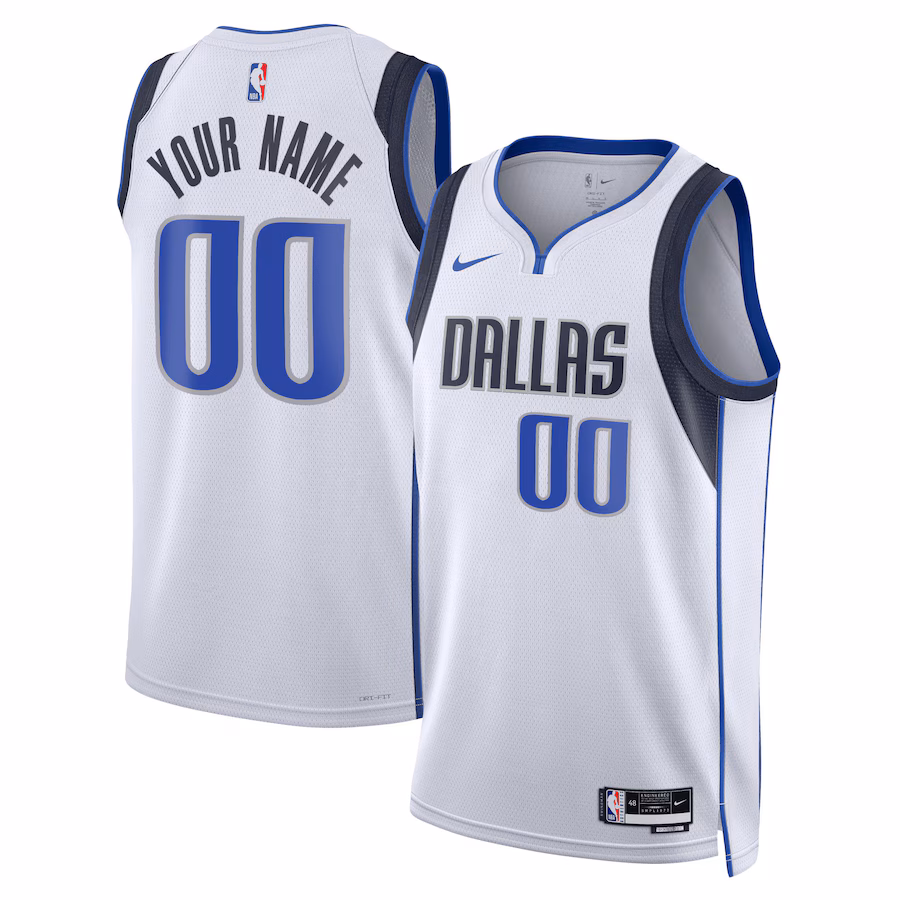 Custom Dallas Mavericks Association Edition Jersey - White