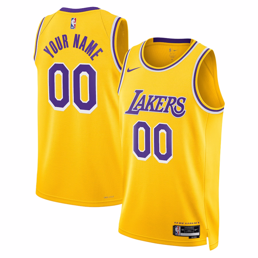 Los Angeles Lakers Unisex Custom Jersey, Icon Edition, Gold