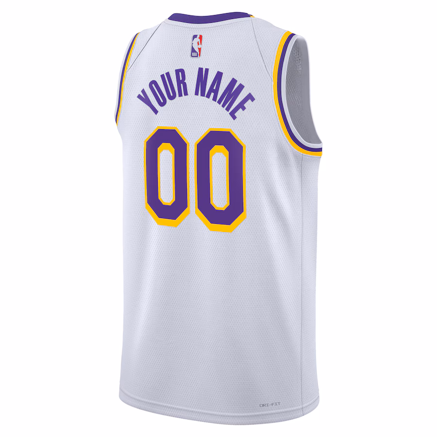 Maglia Personalizzata Bianca Los Angeles Lakers Association Edition
